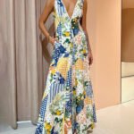 Casual Printed Sleeveless Large V-Neck Dress