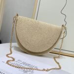 Semicircle Braided Small Fragrant Chain Straw Bag
