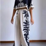 Ethnic Print Loose Short-Sleeved Suit