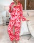 Bow Print Lapel Home Pajamas Set