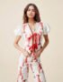 Lobster Print Short Puffed Sleeves Blouse