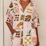 Sophisticated Loose-Fitting Unique Printed Blouse