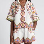 Ethnic Floral Print Shirt And Shorts Suit
