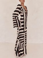 Bohemian Style Unique Printed V Tie Ring Maxi Dress