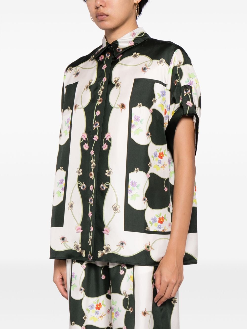 Floral Print Satin Gloss Shirt Floral Print Satin Gloss Shirt