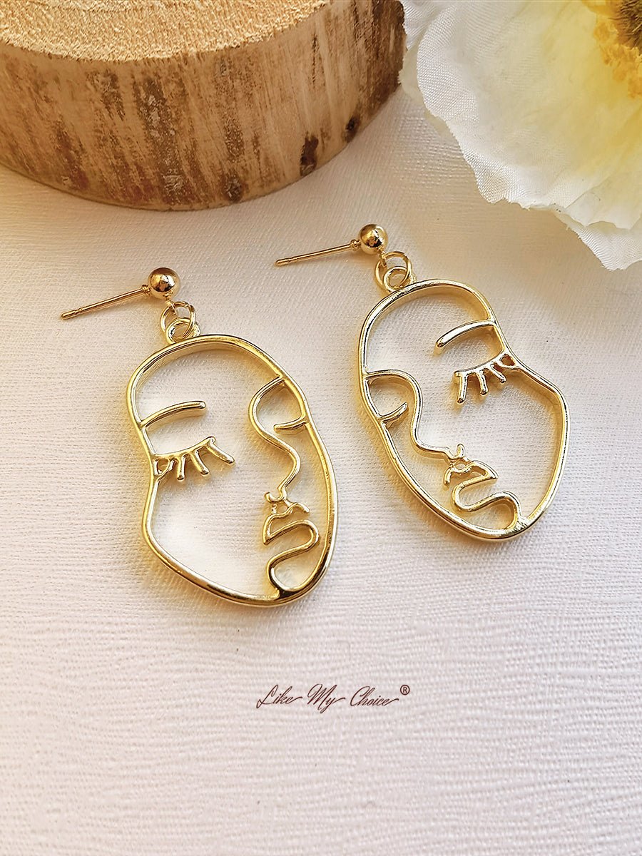Abstract Human Face Modern Dangle Earrings Abstract Human Face Modern Dangle Earrings