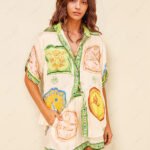 Cream Unique Ethnic Print Shirt Shorts Set