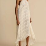 Charming Pleated Drawstring Waist Tiered Halterneck Midi Dress