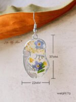 Pressed Flower Earrings - Abstract Face Forget Me Not Flower