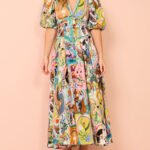 Casual Graffiti Evergreen Printing Midi Dress