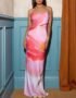 Abstract Floral Print Maxi Dress