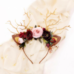 Burgundy Flower Christmas Reindeer Headband | LikeMyChoice_